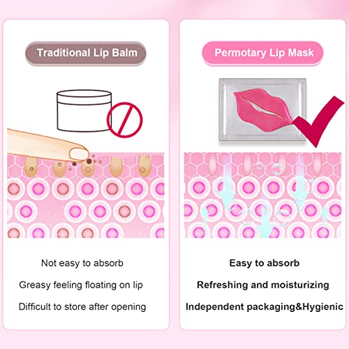 Permotary 30 Pieces Pink Gel Collagen Lip Mask Crystal Lip Pads for Moisturizing, Anti-Wrinkle, Anti-Aging, Firms & Hydrates Lips - Image 7