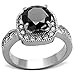 3 CT ROUND CUT Black Cubic Zirconia STAINLESS STEEL HALO ENGAGEMENT RING Size 7