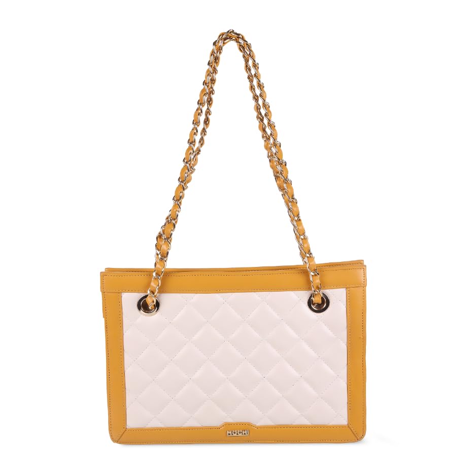 Mochi Women Yellow Two-Tone Quilted Shoulder Bag (66-38) (B0D9TC4FRN) Amazon Price History, Amazon Price Tracker