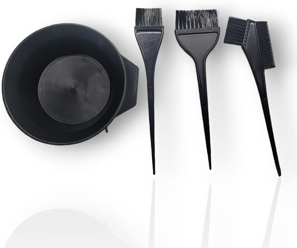 Terryshop74 Kit per Tinta Capelli 4 Pezzi – Ciotola Graduata, 2 Pennelli Tintura Piccolo e Grande, 1 Pennello con Pettine Integrato – Ideale per Colorazione Fai da Te e Parrucchieri