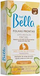 Folha Pronta para Depilação Facial Mel com Aloe Vera 16 Fls, Depil Bella