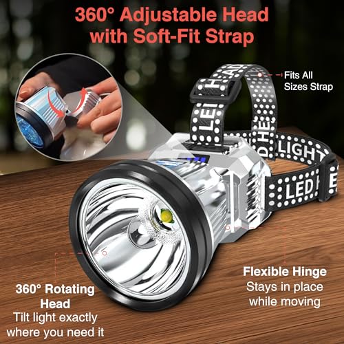 Image of NEWDRU Rechargeable LED Headlamp Torch | Bright & Water-Resistant | 3 Adjustable Light Modes headlamp for Trekking, Camping, Fishing Hiking & Emergency Use