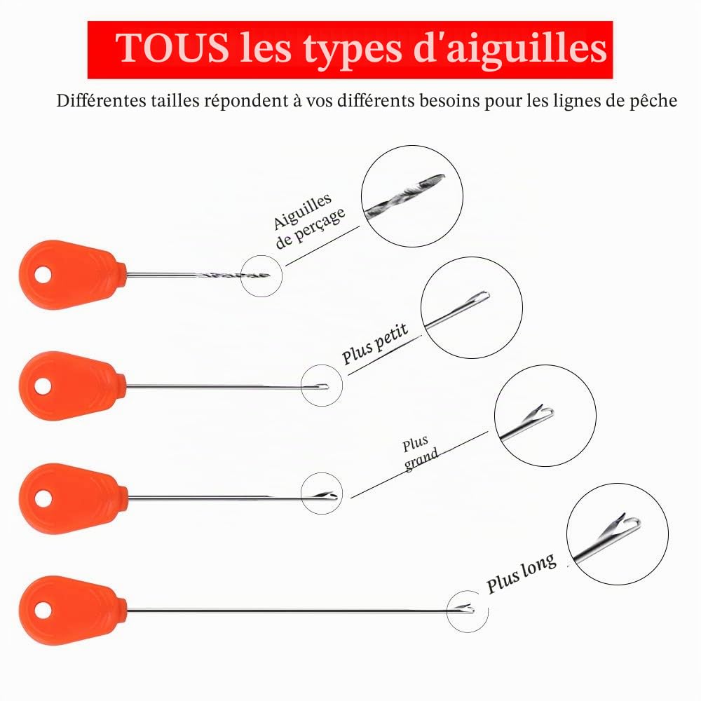 Kit De 6 Pièces D'aiguilles De Pêche : Perceuse Spiralée, Extracteur De Nœud Et Ciseaux – Pour Boilies, Pellets Et Maïs – Matos Carpe Pratique Et Durable