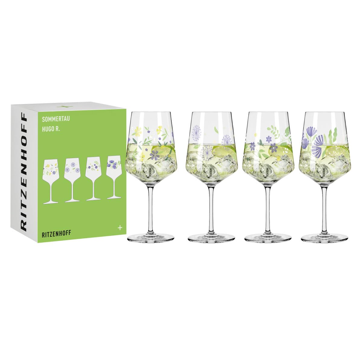 RITZENHOFF 6041007 Aperitif Glass 500 ml Set of 4 Sommertau Series 4 Pieces for Hugo Made in Germany