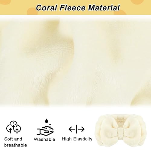 Miniatura 10 de Shintop Diadema de lavado facial, diadema suave de spa, diadema de maquillaje de vellón con lindo lazo elástico para el cuidado de la piel y duchas