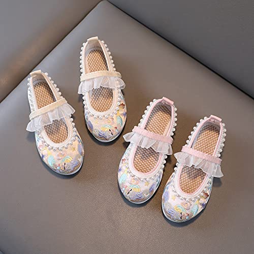 Girls Flat Bottomed Embroidered Sandals Fashionable Antique Costume Children Performance Children Slides for Girls (Green, 6-7 Years Little Child)4