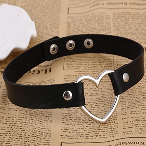 Clyhon Damen Halsband Set, 2 Stücke Einstellbar Kragen Choker, Schwarz Vintage Gothic Punk Rock, PU Leder