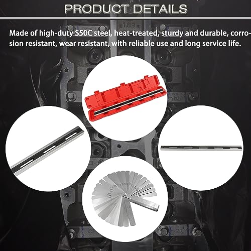 24 Inch Machinist Precision Steel Straight Edge Tool, Cylinder Head Straight Edge, Straight Edge Machined Flat with Complimentary Feeler Gauges for Checking Cylinder Heads and Engine Blocks