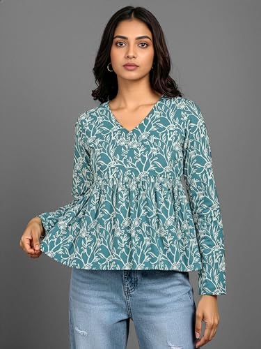 Image of Casual Rayon V-Neck Full Sleeves Stylish Peplum Top for Women(28 inch Inches)