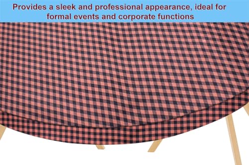 Image of The Furnishing Tree Elastic Oval Dining Table Cover WxL 35x63 in Inches Polyester Checkered Pattern Beige