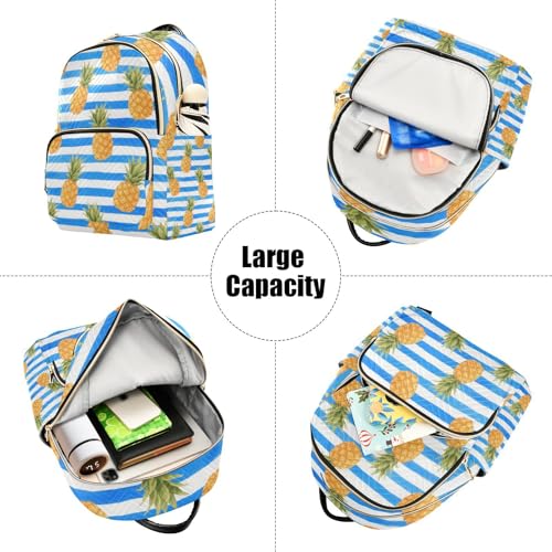 Sac à dos multifonction 35,6 cm à rayures avec compartiments et motif ananas - 5