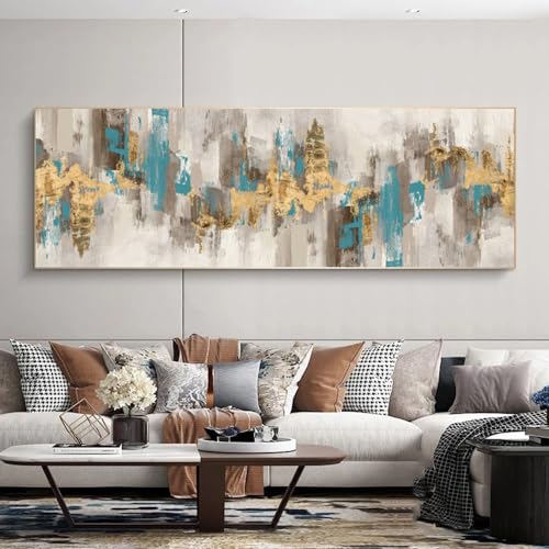Peinture à l'huile faite main abstraction dorée pour sublimer votre intérieur