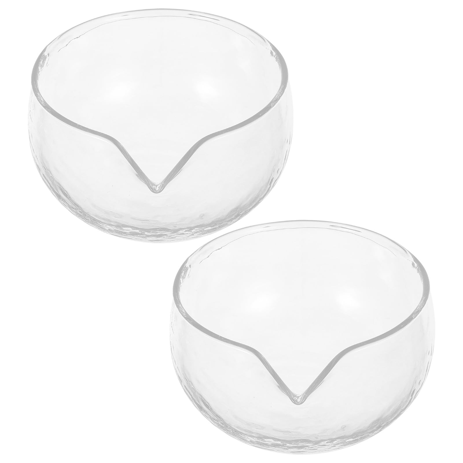 Operitacx 2 cuencos de vidrio texturizado para matcha - Chawan de vidrio borosilicato transparente de 500 ml con boquilla para verter - Cuenco de ceremonia del té de estilo japonés para uso en