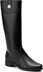 Bota Feminina Lumiss Montaria Rasteira Cano Alto Bico Redondo