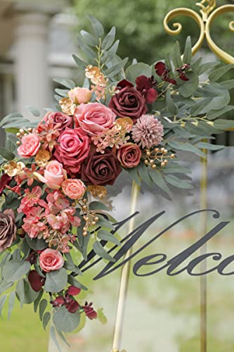 Serra Flora Wedding Arch Flowers Artificial Flower Swag Kit (Pack Of 2) For Diy Burgundy Red Rose Arrangements Party Welcome Ceremony Sign And Reception Backdrop Floral Decoration #TOP5