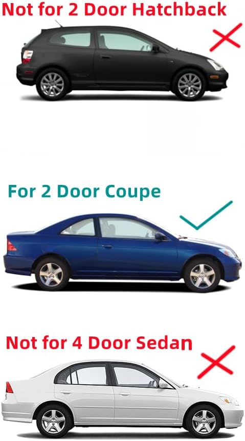 Passenger/Right Side Door Window Glass Replacement for Honda Civic 2 Door Coupe 2001-2005