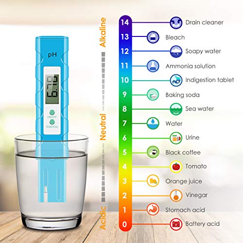Digital PH Meter, PH Meter 0.01 High Accuracy Quality 0-14 Measurement Range for Household Drinking, Pool and Aquarium Water PH Tester Design with ATC