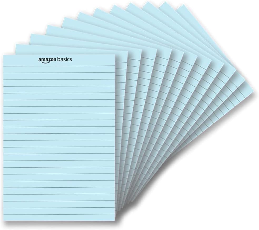Amazon Basics Narrow Ruled 5 x 8Inch Writing Pad Canary (50 sheets per pad, 12 pack) Amazon