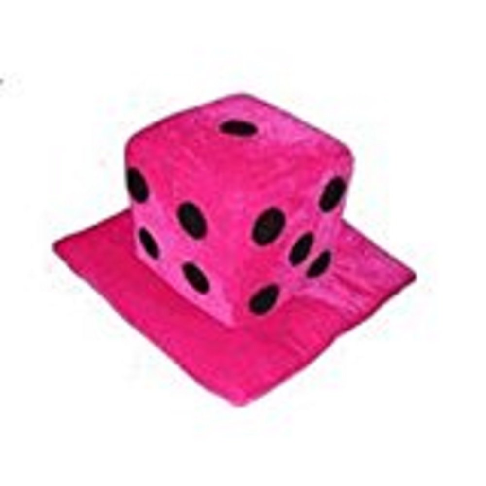 Twilight Bunco Events Hot Pink Dice Hat, one size fits all, for adults, party-goers, Casino Night, Halloween Costume Starter, Hat with 6 inches height, 2 inch bill, Hand Wash Only