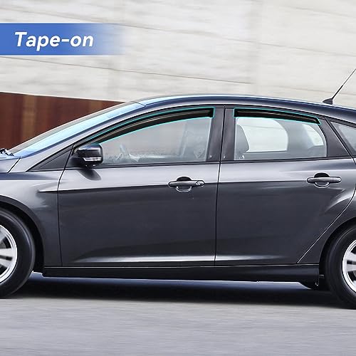 Image of Window Visors Rain Guards Shield for 2012-2018 Ford Focus Sedan & Hatchback, Out-Channel Window Vent Wind Deflectors Visors Shades for 12-18 Focus (Not for Focus RS & ST)
