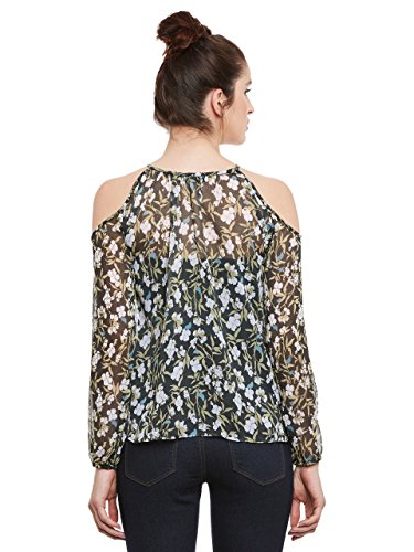Image of Miss Chase Womens Multicoloured Floral Print Cold ShoulderTop(MCSS17TP08-03-171-06 Multicolour Base- Black X-Large)
