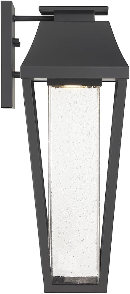 Savoy House 5-354-BK Brookline Traditional Clear Seeded Glass Dark Sky Friendly Outdoor Wall Lantern, Integrated LED 1-Light 6 Watt, 20" H x 7" W, Matte Black