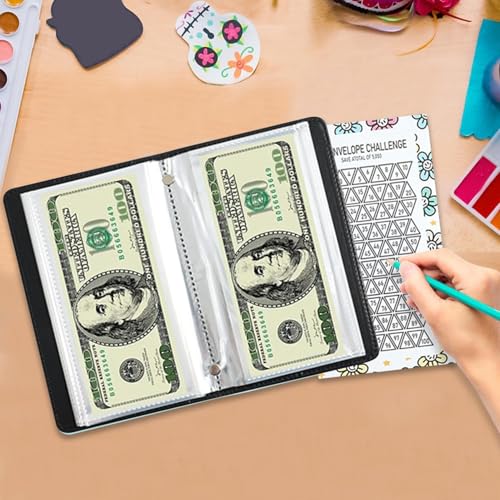 封筒貯金チャレンジノート | 100枚エンベロープ家計管理バインダー,家計簿 支出管理 収入管理 貯金 毎日の節約 封筒 家庭・学校・オフィス向け