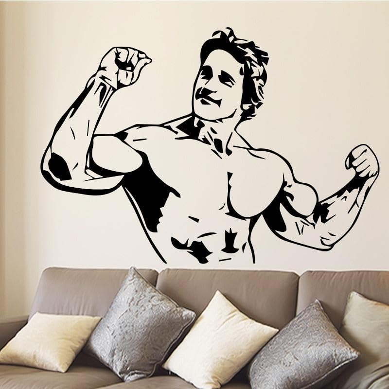 Adhesivo decorativo de vinilo para pared con diseño de hombre fuerte, para decoración del hogar, 58 x 40 cm