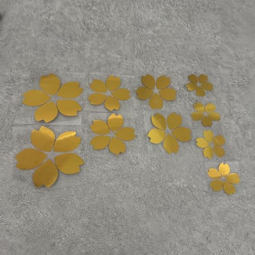 Image of Creative Fashion Flower Cherry Blossoms Petal Leaves Motor Bike Stickers Auto Body Car Styling PVC Decals (Brush Gold)