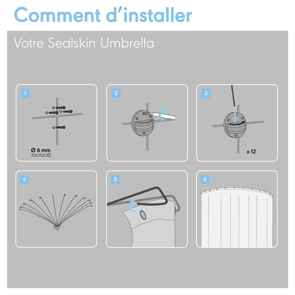 Sealskin Coin ferroviaire de rideau de douche parapluie, Acier inoxydable, Chromé, 80 x 155 x 5 cm