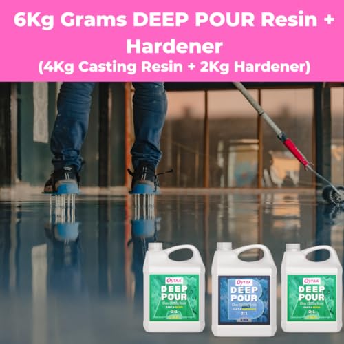 Image of Oytra Casting Deep Pour Epoxy Resin & Hardener 2:1 Ratio Crystal Clear Transparent Liquid for Wood River Table Top Large Mould Casting Preservation & DIY Art Projects High Gloss Finish (6 Kg)
