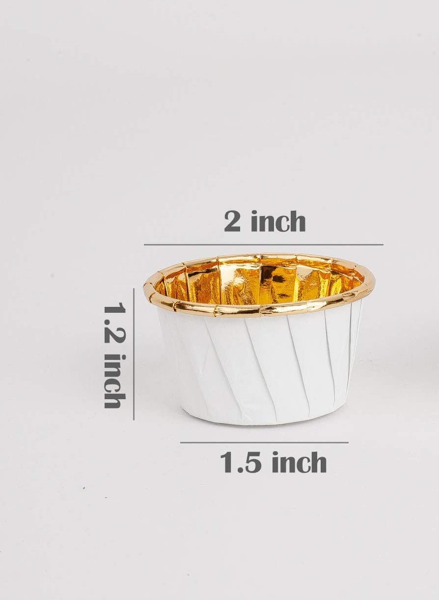 Adaamya® - 50 Pcs - Gold Color (Inner Finish) & White (Outer) Expandable Muffin Cup Cake Liners Paper Mould 1