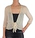 Mimosa Mujer Crochet Bolero Brillo Liso de Encaje Elastico Cardigan Abierto (Talla...