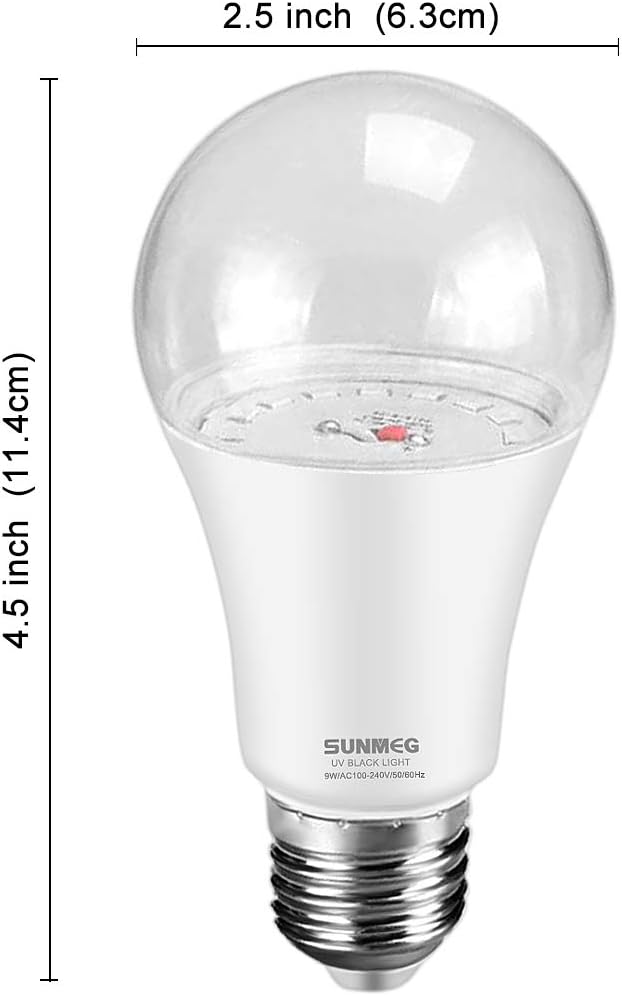 Rеvіеw Dіѕсоunt SUNMEG UV LED Black Light Bulbs 3 Pack 9W E26/E27 A19 Bulbs, UVA Level 395-400nm, Glow in The Dark for Black Light Party Birthday Wedding Halloween Body Paint, Fluorescent Poster, Neon Glow
