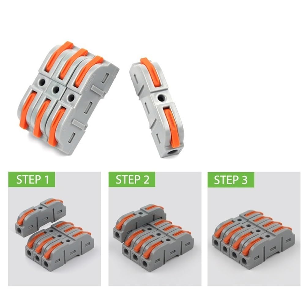 Connettore del filo 50 pezzi 28-12AWG Quick Connect Giunzione elettrica, Kit di connettori for cavi a leva, for a spinta rapida
