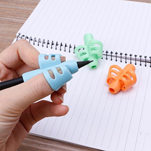 3 peças de suporte de silicone para lápis de bebê com dois dedos para aprender a escrever, caneta FA