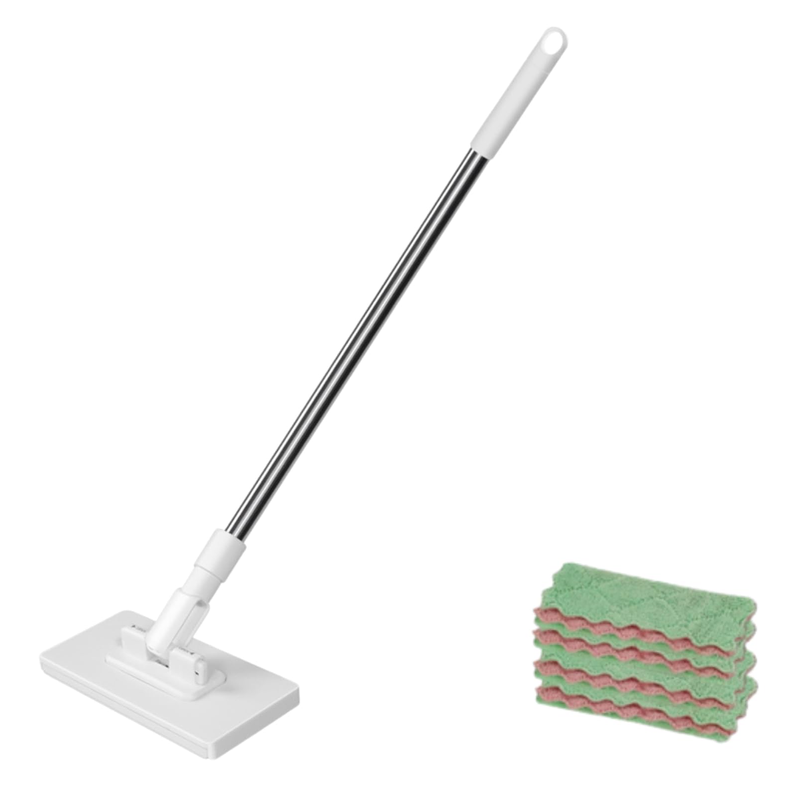 Mini Fregona con Cambio Automático de Tela Kit Desmontaje Automático y Sujeción de la Fregona de la Toalla Facial con 4 Trapos