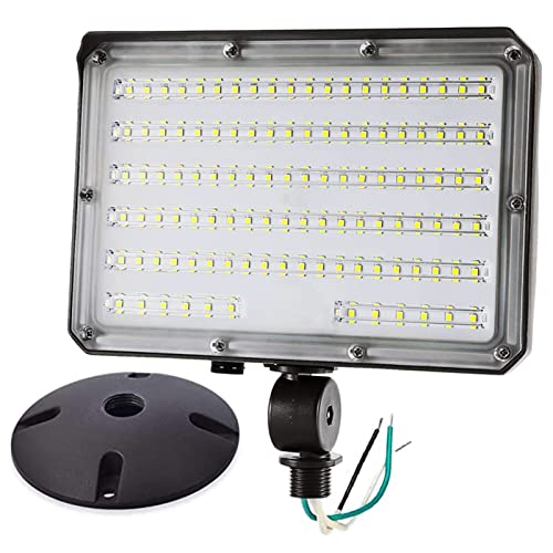 SZGMJIA 80W Outdoor LED Flood Light Dusk to Dawn, 5000K 10400LM AC100-277V 800W HID Equivalent,ETL Listed IP65 Waterproof Knuckle Mount Floodlight with Plate for Yard Garage by SZGMJIA - Used condition - US$36.58