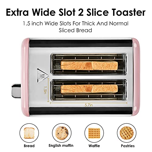Pink Toaster, REDMOND Toaster 2 Slice with LED Touch Screen and Digital
