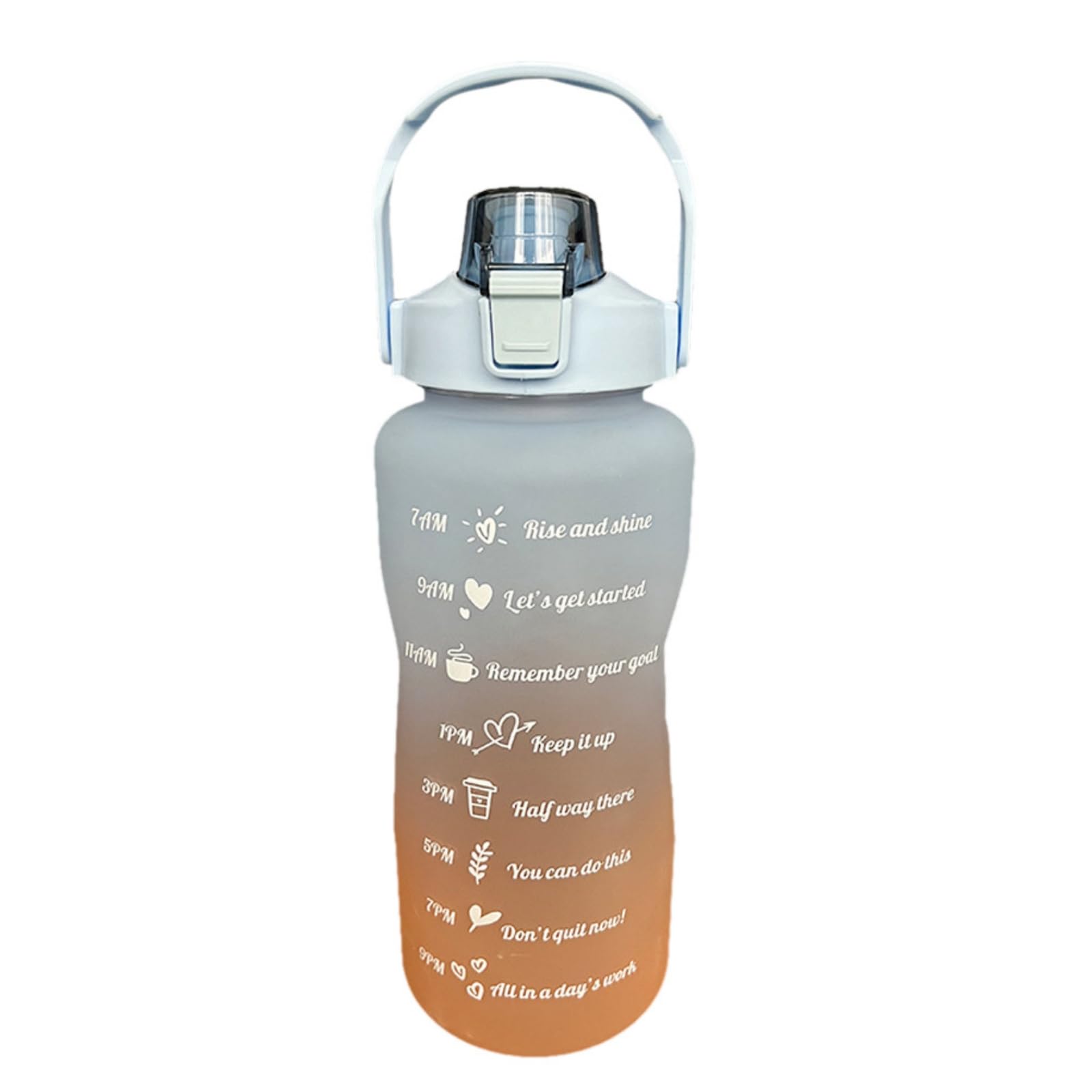 KEDAOLA 2L Sports Water Bottle with Straw, Leak-Proof, BPA-Free, Double Drinking Spout, Time Marker, Gym, Cycling, Running, Office, Outdoor, Travel