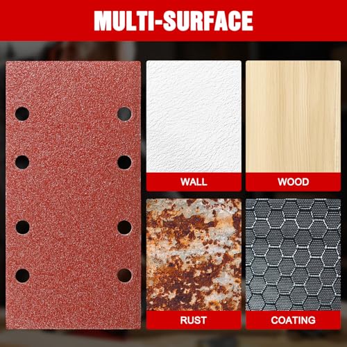 Hojas de Lija 93x185 mm Grano 40 Papel de Lija Rectangular de Óxido de Aluminio Pack 65PCS 5