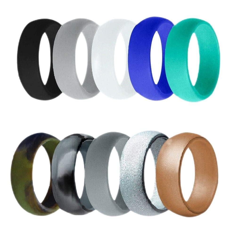 Xiang Ru Wedding Silicone Rubber Bands Rings Stackable Ring for Men Women 10PCS Color Random2 10