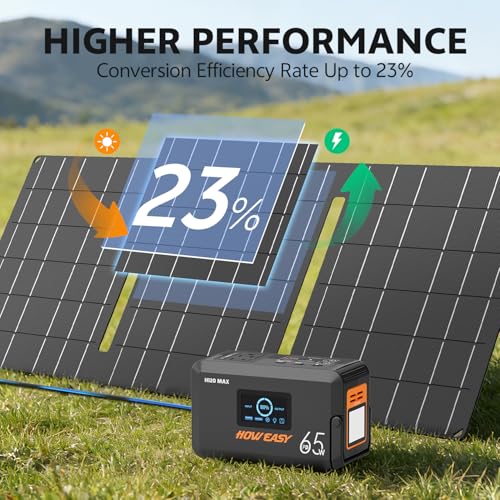 Image of HOWEASY Solar Generator 135W(270W Peak), Portable Power Station with 30W Solar Panel,Power Bank with 110V AC Outlet for Camping, Home, Outdoor Emergency