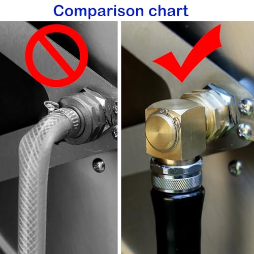 Image of Garden Hose Swivel elbow Connector 90 Degree Solid Brass Pipe Fittings Hose Kink Protector (2 Pack)