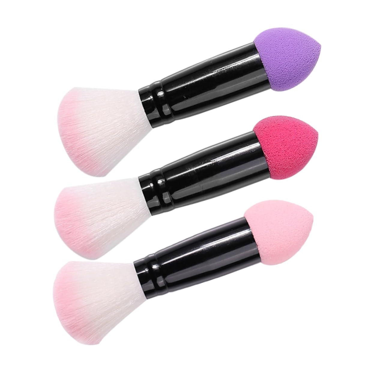 FRCOLOR 3pcs Dual Ended Makeup Brushes Blush Contour Brush for Effortless Application Travel Friendly Lightweight Design
