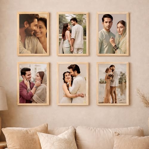 Image of Art Street Premium Photo Frame for living room, Classic Aesthetic Design Photo Frames for Photograph, Art Work, Kids Room Set of 6 (8x12 Inch, Beige)