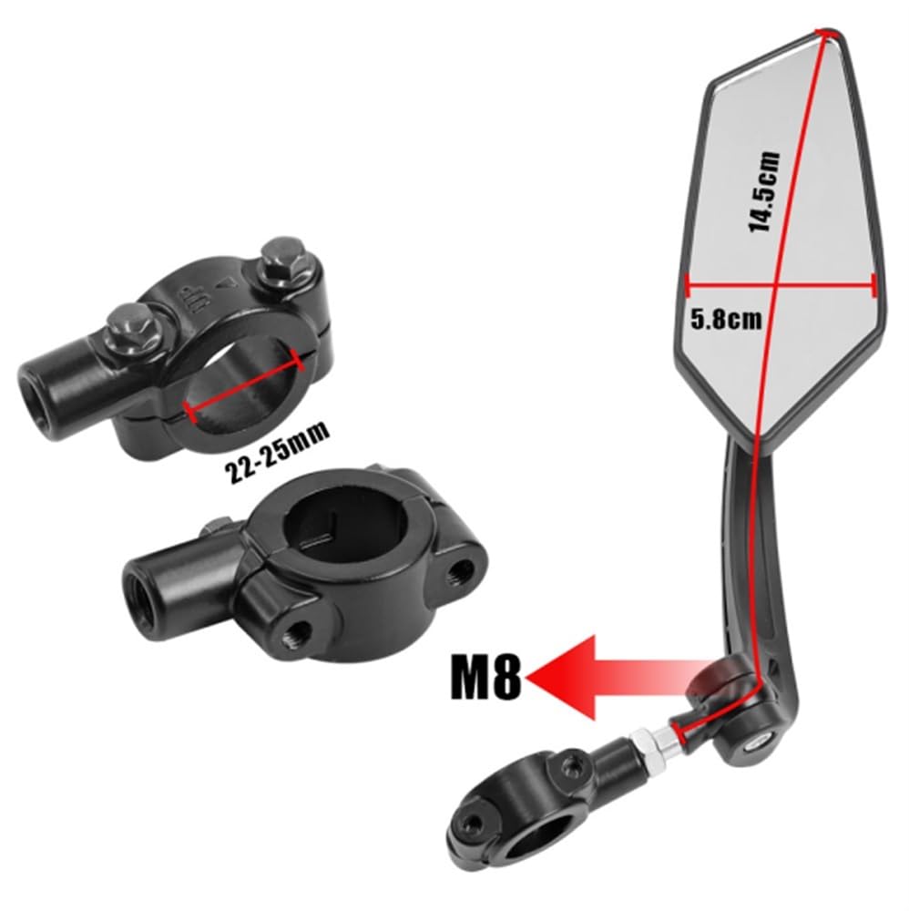 Specchietti Regolabili Universali, Manubrio, Specchietti Regolabili, Compatibili for Xiaomi M365 1S PRO MI3, Scooter Elettrici, Biciclette(D(1Pair))