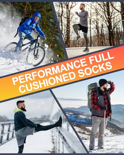 Niorasen Full Cushion Thermal Socks for Men, Thick Cotton Mens Work Socks, Padded Mens Warm Socks, 5 Pairs Crew Winter Sports Socks for Outdoor Walking Hiking Running Climbing, Multicolour, 9-11 - Image 6