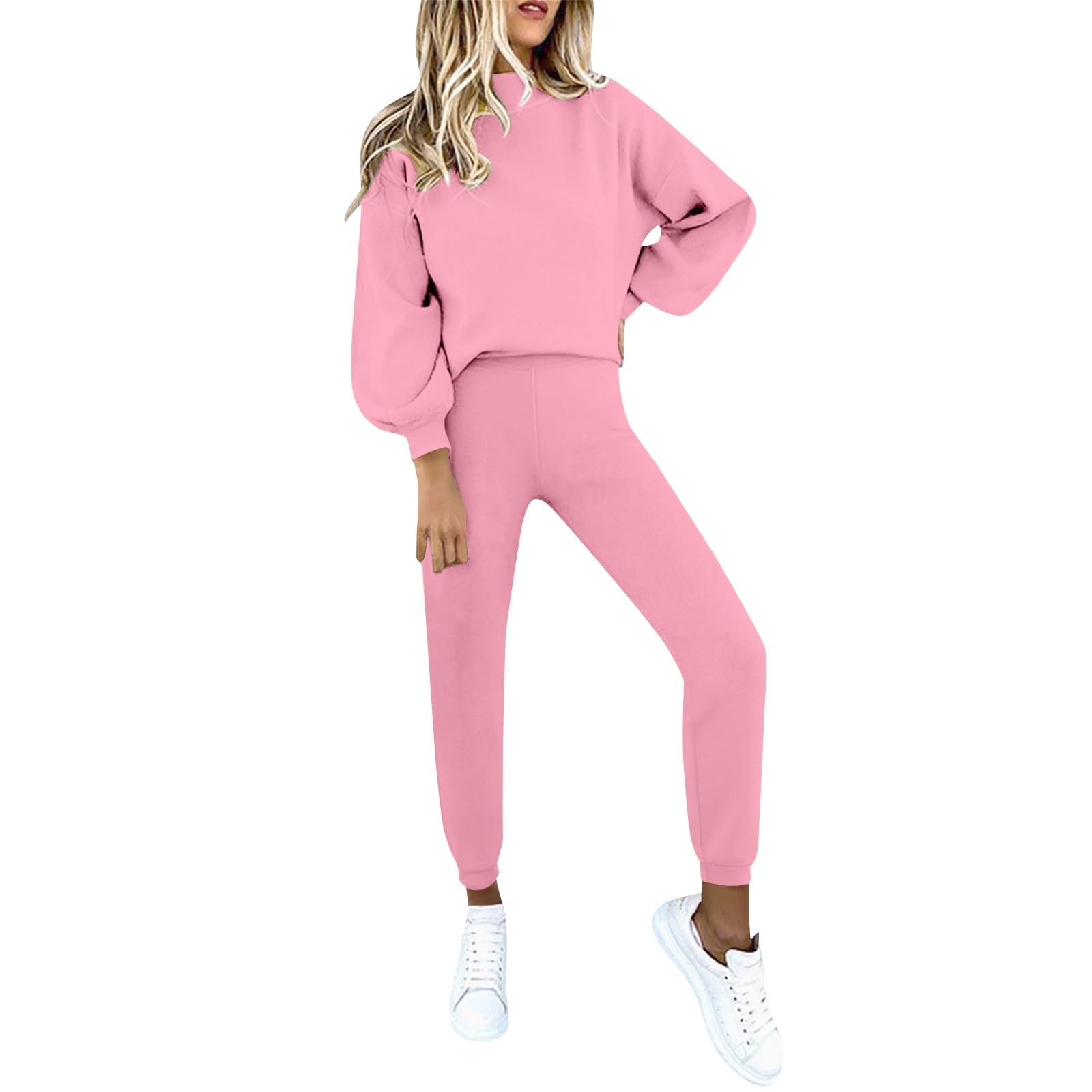 Tuta Donna Casual 2 Pezzi Completi Palestra Manica Lunga Girocollo Completo Sportiva Tuta Da Ginnastica Casual Set Top E Pantaloni a Gamba Larga Tute Per Jogging Fitness Yoga Da Casa Autunno