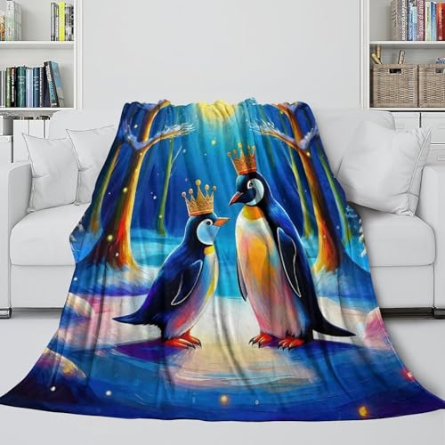 Couverture pingouin 3D en microfibre douillette et jeté de lit chaud 150x200 - 5